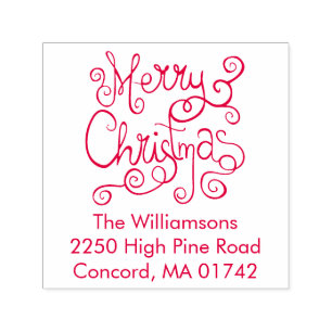Feestelijk Vrolijk Kerstmis Kalligrafie Retouradre Zelfinktende Stempel