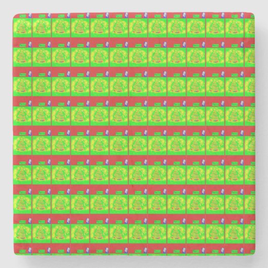 Feestelijk "vrolijk" kerstverhaal stenen onderzetter (Voorkant)