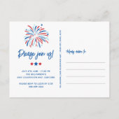 Feestelijk Vuurwerk 4 juli Feestuitnodiging Briefkaart (Achterkant)