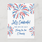 Feestelijk Vuurwerk 4 juli Feestuitnodiging Briefkaart (Voorkant)