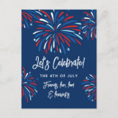 Feestelijk Vuurwerk 4 juli Feestuitnodiging Briefkaart (Voorkant)