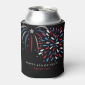 Feestelijk vuurwerk 4 juli gepersonaliseerd blikjeskoeler (Blikje Voorkant)
