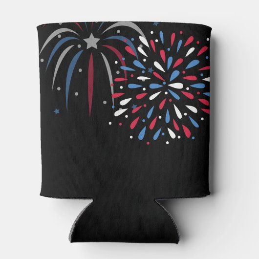 Feestelijk vuurwerk 4 juli gepersonaliseerd blikjeskoeler (Achterkant)
