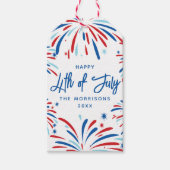 Feestelijk Vuurwerk Custom 4th van juli Feest Cadeaulabel (Voorkant)