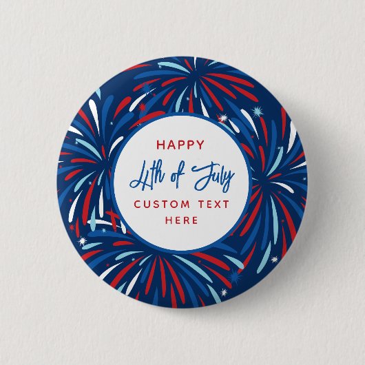 Feestelijk Vuurwerk Custom 4th van juli Feest Ronde Button 5,7 Cm (Voorkant)