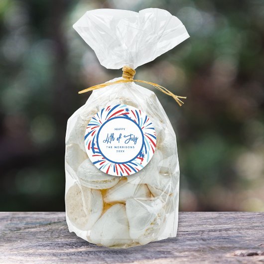 Feestelijk Vuurwerk Custom 4th van juli Feest Ronde Sticker