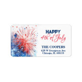 Feestelijk Vuurwerk Gelukkig 4th van Juli Douane Etiket (Voorkant)