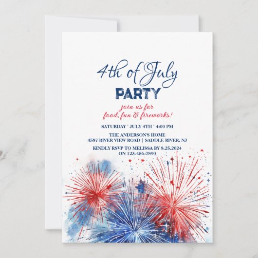Feestelijk Vuurwerk Gelukkig 4th van Juli Feest Kaart (Voorkant)