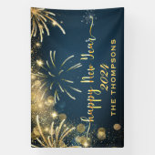 Feestelijk Vuurwerk Gelukkig Nieuwjaar Blauw en Go Spandoek (Verticaal)