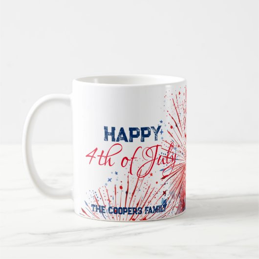 Feestelijk Vuurwerk Gelukkige 4th van Juli Douanen Koffiemok (Links)