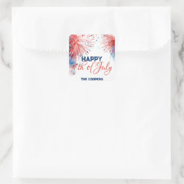 Feestelijk Vuurwerk Gelukkige 4th van Juli Douanen Vierkante Sticker