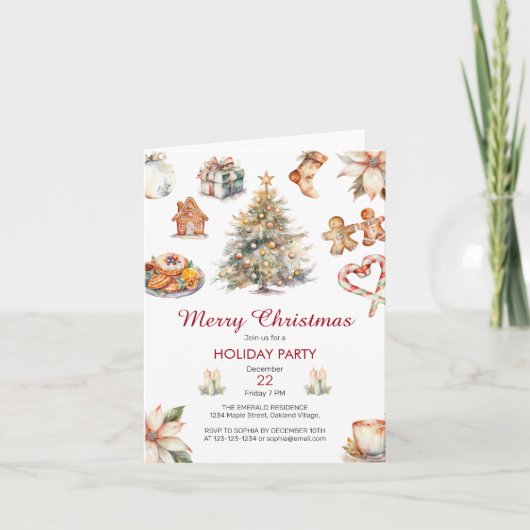 Feestelijk Waterverf Kerstfeest (Voorkant)