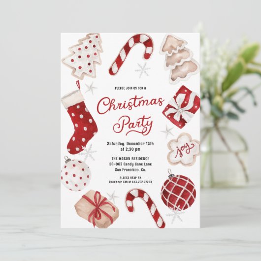 Feestelijk Waterverf Kerstfeest Kaart (Staand voorkant)