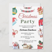 Feestelijk Waterverf Kerstfeest Kaart (Voorkant)