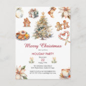 Feestelijk Waterverf Kerstfeest Uitnodiging Briefkaart (Voorkant)