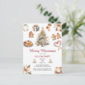Feestelijk Waterverf Kerstfeest Uitnodiging Briefkaart (Staand voorkant)