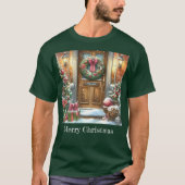 Feestelijk welkom kerstgroen t-shirt (Voorkant)
