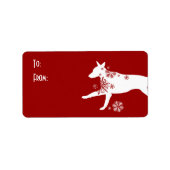 Feestelijk White and Red Dog Gift Label (Voorkant)