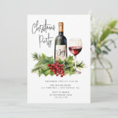 Feestelijk Wijn Kerstmis Cocktail Party Kaart (Staand voorkant)