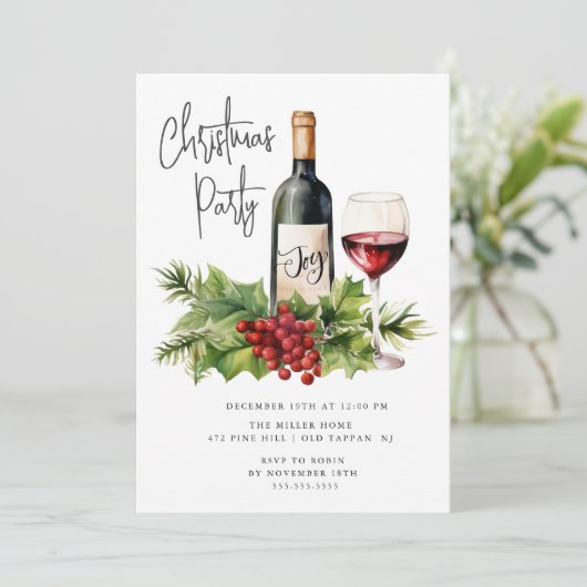 Feestelijk Wijn Kerstmis Cocktail Party Kaart (Staand voorkant)