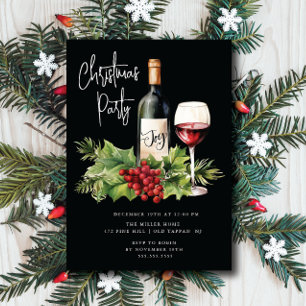 Feestelijk Wijn Kerstmis Cocktail Party Kaart