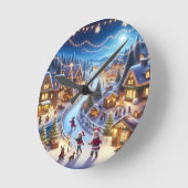 Feestelijk winter kerstdorp 's nachts ronde klok (Hoek)