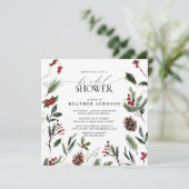 Feestelijk Winter Pine Berry Botanisch Vrijgezelle Kaart (Staand voorkant)