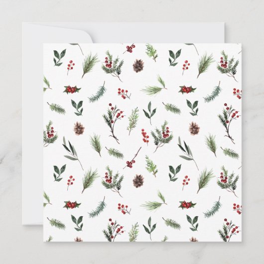 Feestelijk Winter Pine Berry Botanisch Vrijgezelle Kaart (Achterkant)