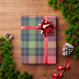 Feestelijk Winter Plaid Kerstpakpapier Donker Cadeaupapier