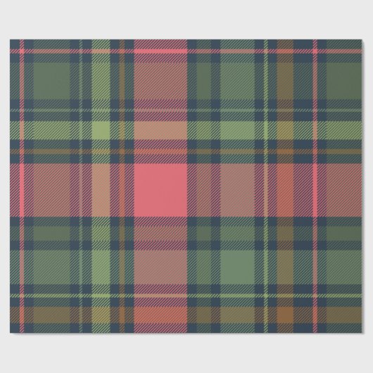 Feestelijk Winter Plaid Kerstpakpapier Donker Cadeaupapier (Vlak)