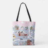 Feestelijk Winter Wonderland: Nighttime stadsgezic Tote Bag (Achterkant)