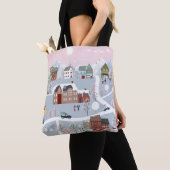 Feestelijk Winter Wonderland: Nighttime stadsgezic Tote Bag (Dichtbij)