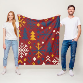 Feestelijk winterbos vet noordse patroon fleece deken