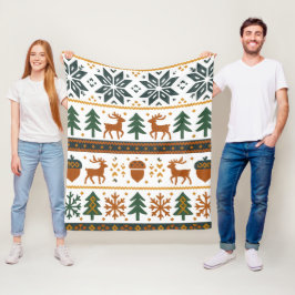 Feestelijk winterbospatroon fleece deken