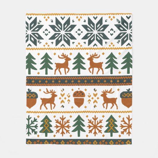 Feestelijk winterbospatroon fleece deken (Voorkant)