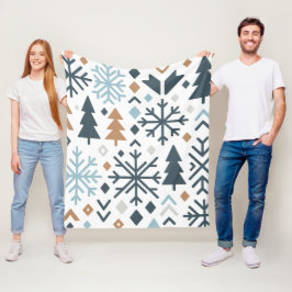 Feestelijk winterbospatroon fleece deken