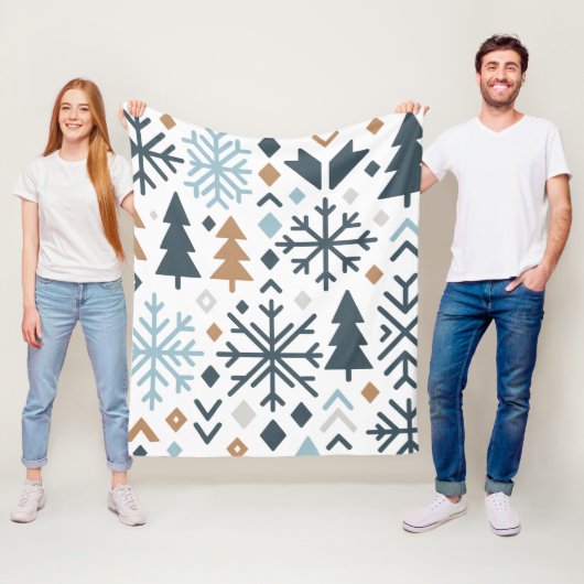 Feestelijk winterbospatroon fleece deken (In situ)