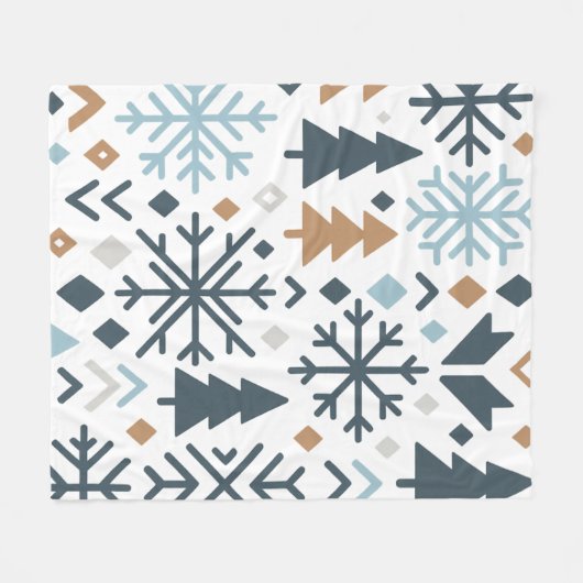 Feestelijk winterbospatroon fleece deken (Voorkant (Horizontaal))