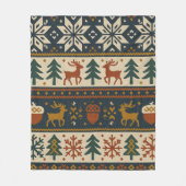 Feestelijk winterbospatroon fleece deken (Voorkant)