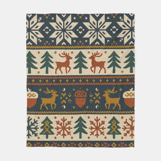 Feestelijk winterbospatroon fleece deken (Voorkant)