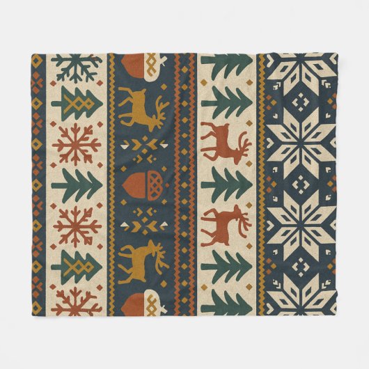 Feestelijk winterbospatroon fleece deken (Voorkant (Horizontaal))