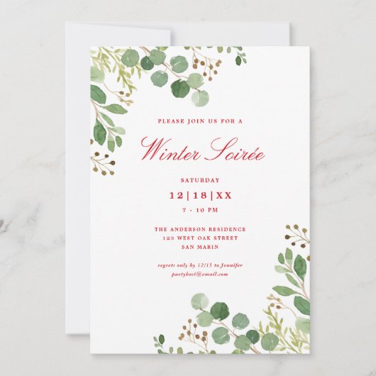 Feestelijk wintergroen Elegant Botanisch feest Feestdagenkaart (Voorkant)