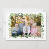 Feestelijk wintergroen Elegant gebladerte Foto Feestdagenkaart (Voorkant)