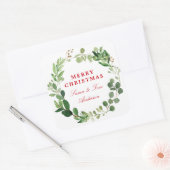 Feestelijk wintergroen | Vakantie Ronde Sticker (Envelop)