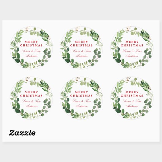 Feestelijk wintergroen | Vakantie Ronde Sticker (Vel)