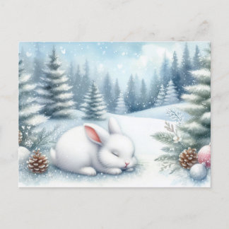 Feestelijk winterlandschap met Bunny Christmas Briefkaart