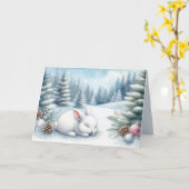 Feestelijk winterlandschap met Bunny Christmas Kaart (Gele Bloem)