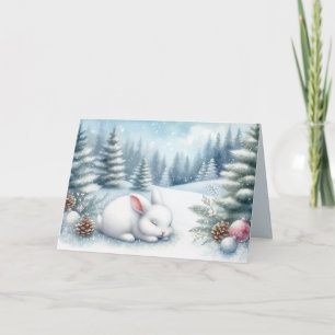 Feestelijk winterlandschap met Bunny Christmas Kaart