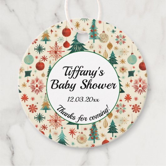 Feestelijk Winterpatroon Baby shower Bedankjes Labels (Voorkant)