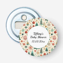 Feestelijk Winterpatroon Baby shower Button Flesopener